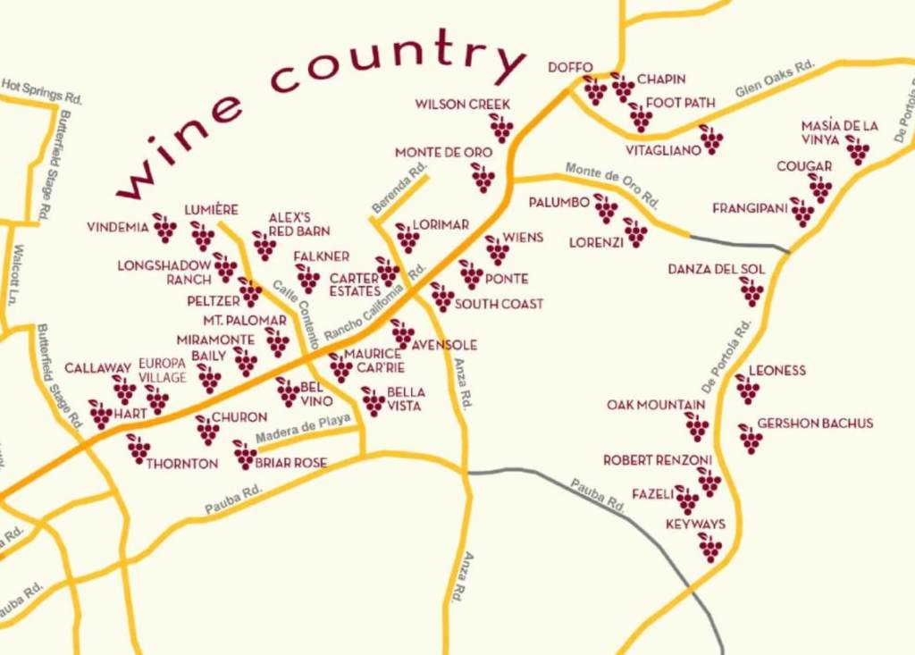 Maps vineyard of Temecula wine valley