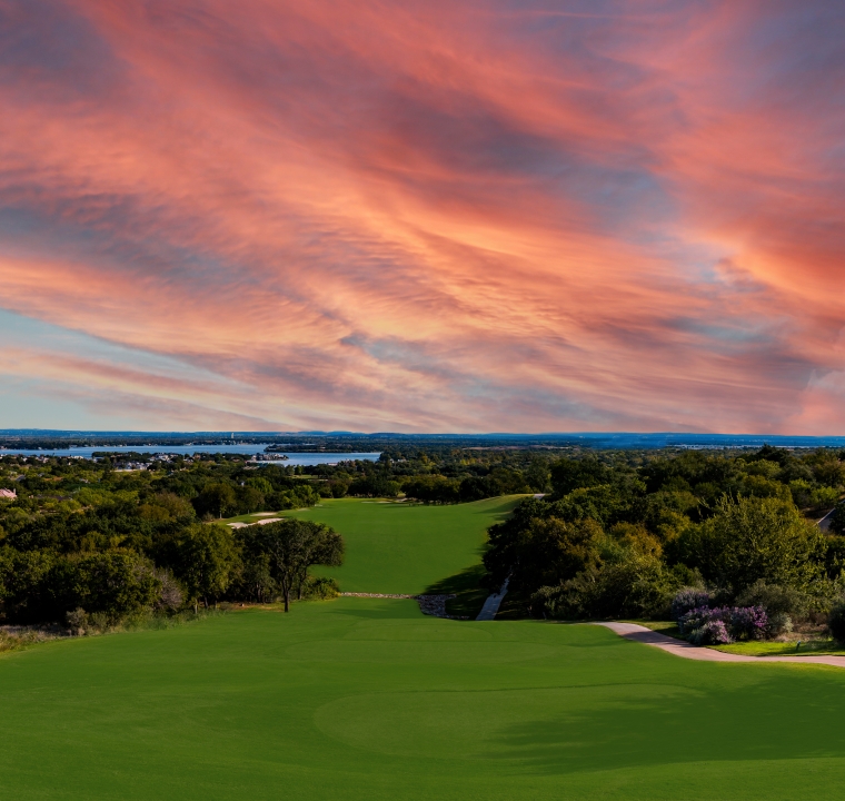 Horseshoe Bay Resort—Horseshoe Bay, Texas - apple rock golf course at sunset