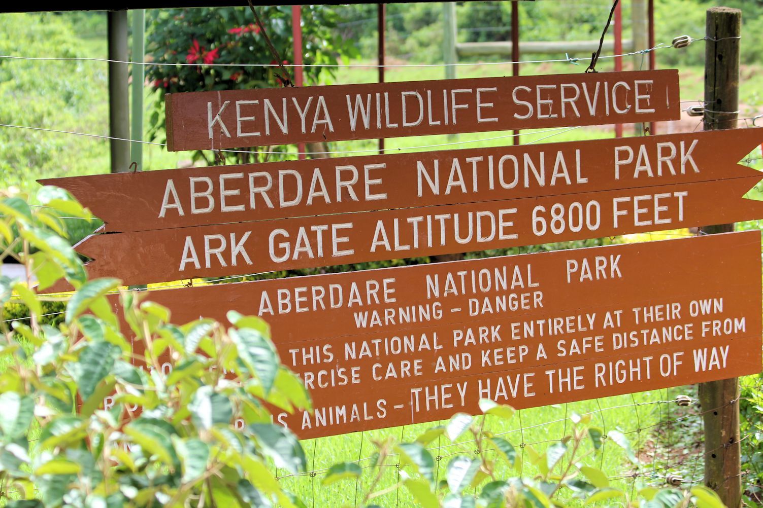 Entrance sign at Aberdare National Park